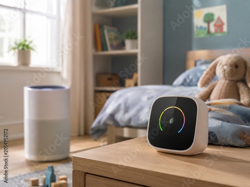 Air quality monitor in a clean child bedroom