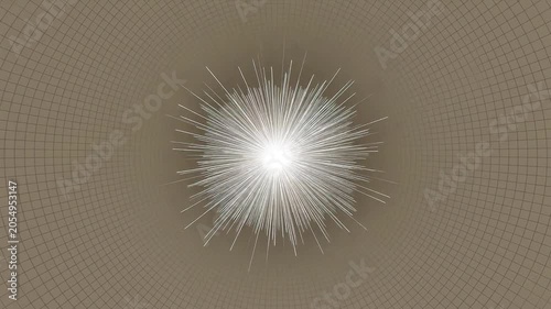 White lines radiating outward from center on light gray grid background