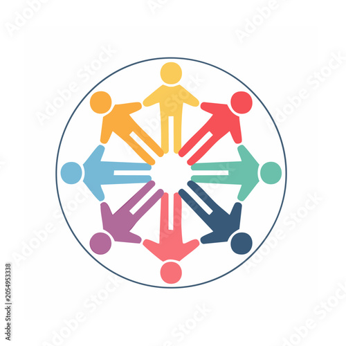 People in Circle Flat Design Vector