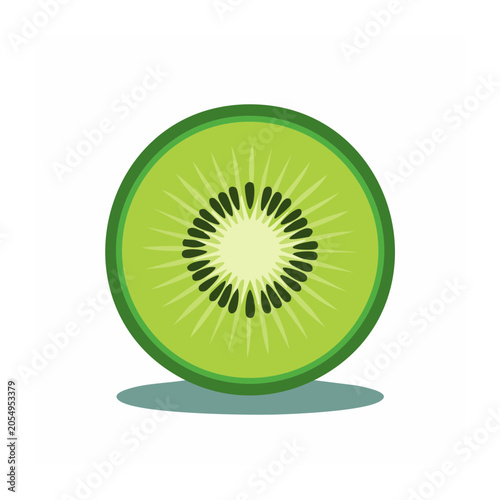 Sliced Kiwi Fruit Flat Illustration