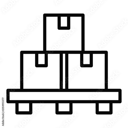 Simple line icon of stacked boxes on a pallet icon