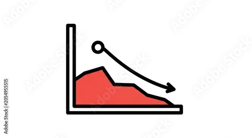 Declining graph chart icon trend down.