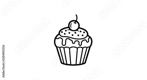 Delicious cupcake with frosting and cherry.