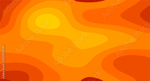 Schilderij op canvas Topographic map pattern with orange and yellow waves for abstract geological background or artistic texture