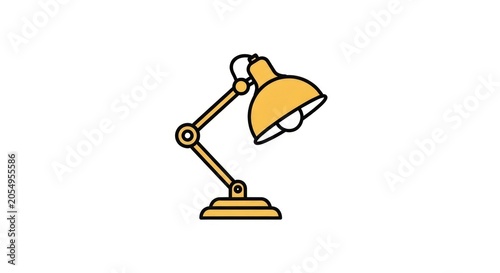 Golden desk lamp on white background.