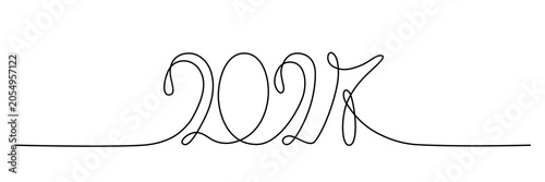2027 sign - decoration continuous line hand drawing sign for year calendar. Editable stroke single line