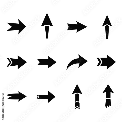 Canvastavla Collection of various black arrow icons pointing different directions on white b