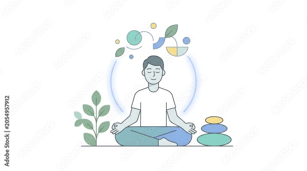 Fototapeta premium Person meditating in serene, calm, balanced environment