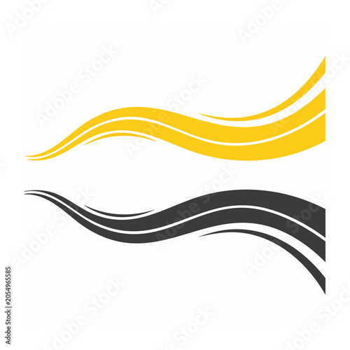 Abstract Yellow and Black Wave Lines Vector Graphic