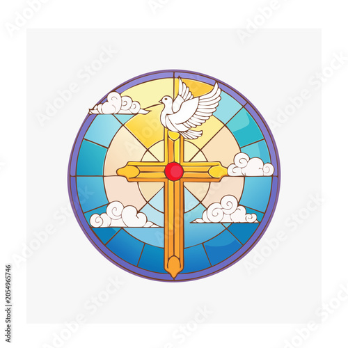 Cross and Dove Religious Illustration