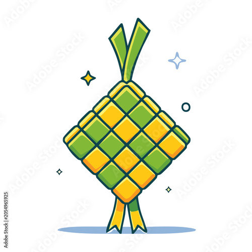 Ketupat Cartoon Illustration