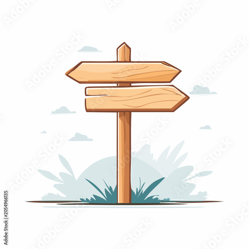 Wooden Signpost with Arrows Pointing Left and Right