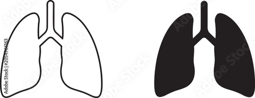Bild auf Leinwand Human Lung Silhouette and Outline Vector.