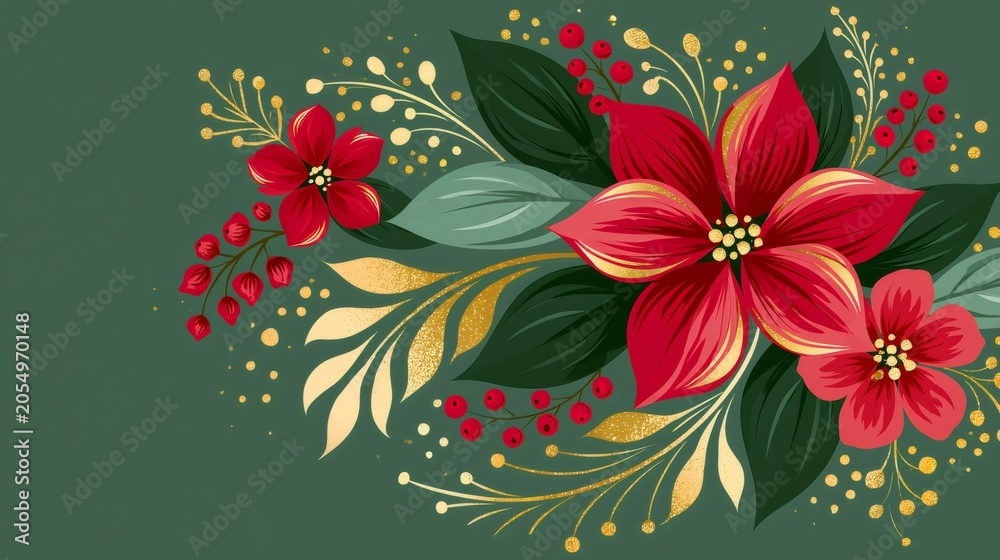 Obraz premium Poinsettia flowers creating a festive winter holiday background