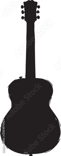 Tablou pe pânză Black silhouette of an acoustic guitar instrument