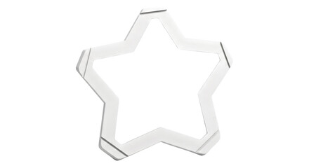 Minimalist white star-shaped frame on transparent background.