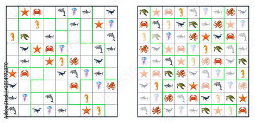 Photography Sea animals jigsaw summer sudoku for children easy