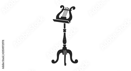 Vintage Lyre Music Stand Illustration.