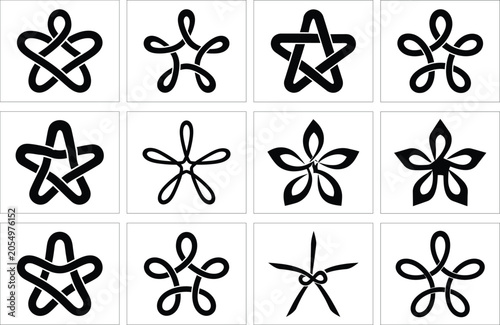 Minimalist black and white floral pattern, seamless isolated seamless minimalist
