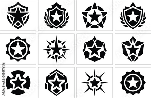 Black and white floral and star-shaped decorative patterns in square frames floral pattern