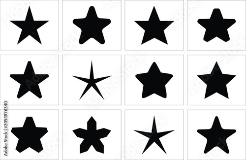 Black and white star arranged in a 3x4 grid pattern black stars white stars star grid pattern