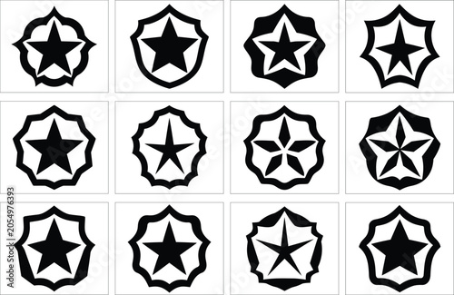 Black geometric star with varying line weights and star counts black geometric shapes