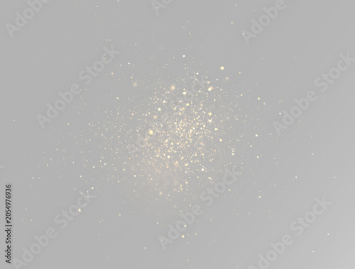 Konstfotografi Magical golden light burst with flying sparkle dust particles