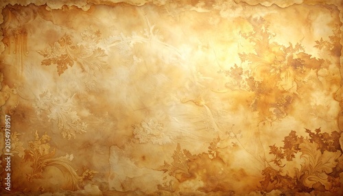 Aged Parchment Texture with Subtle Floral Motifs and Golden Hues.