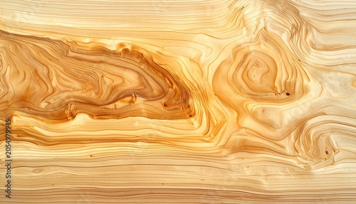Close-up of Natural Wood Grain Texture with Swirling Patterns.