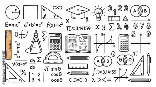 Math and Science Education Symbols - Doodle Style