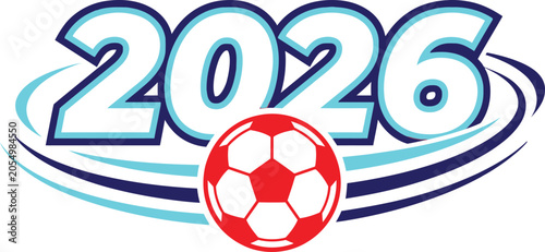 Bild auf Leinwand World cup 2026 football vibrant graphic with soccer ball and year designation