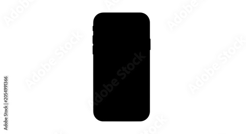 Black Mobile Phone Silhouette Isolated.