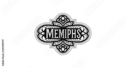 Принти на полотні Ornate vintage label with decorative scrollwork and classic text