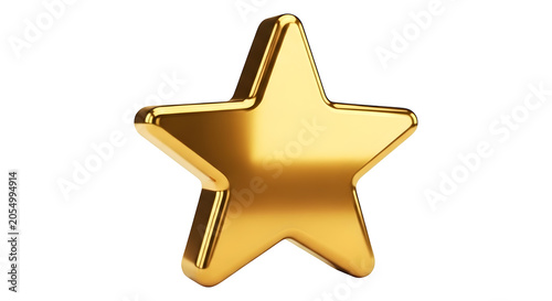 A shiny gold star shape with a smooth metallic finish and sharp edges.