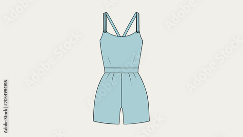 Fényképezés Blue sleeveless romper with straps and waistband  womens summer clothing