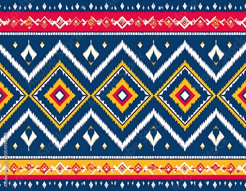 A vibrant geometric patterned design with diamond shapes (1)