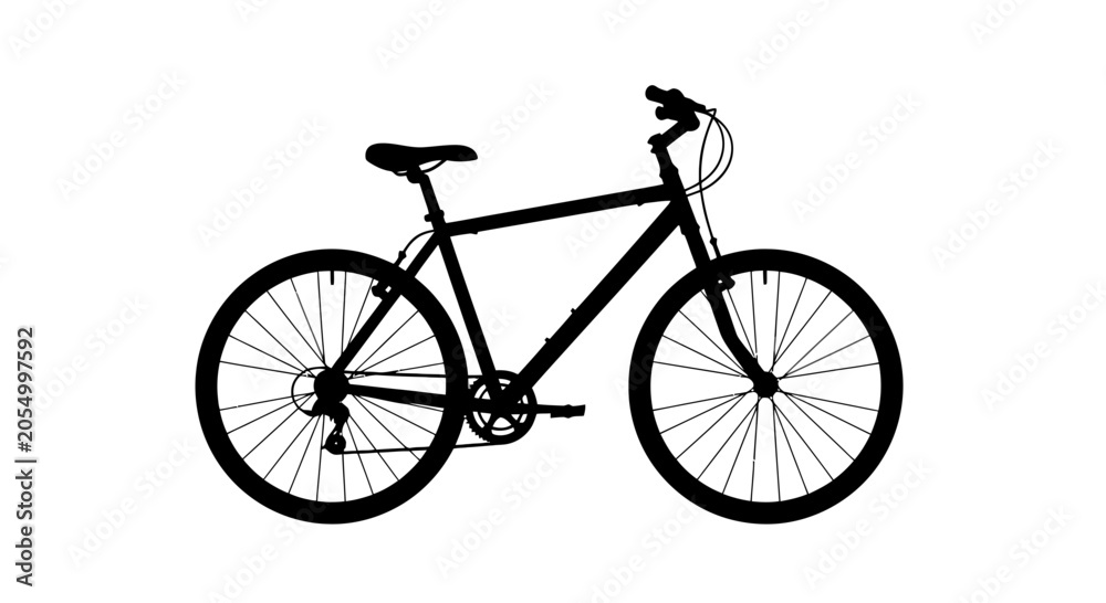 Fototapeta premium Black Bicycle Illustration on White Background.