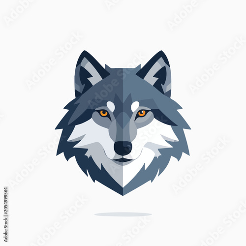Stylized flat vector illustration of a wolf head portrait.