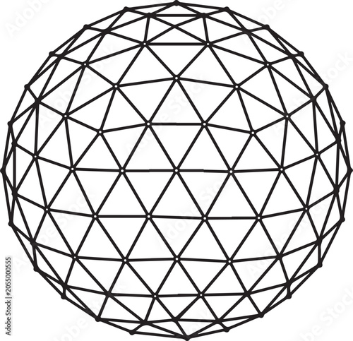 Fotografija Geodesic Dome Sphere Wireframe Vector Geometric Mesh