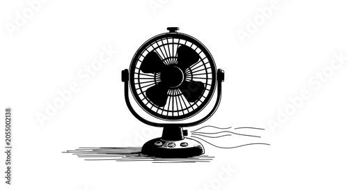 Fotografie Black and White Illustration of Electric Fan.