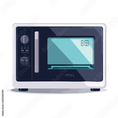 Modern sleek kitchen microwave oven appliance vector illustration.