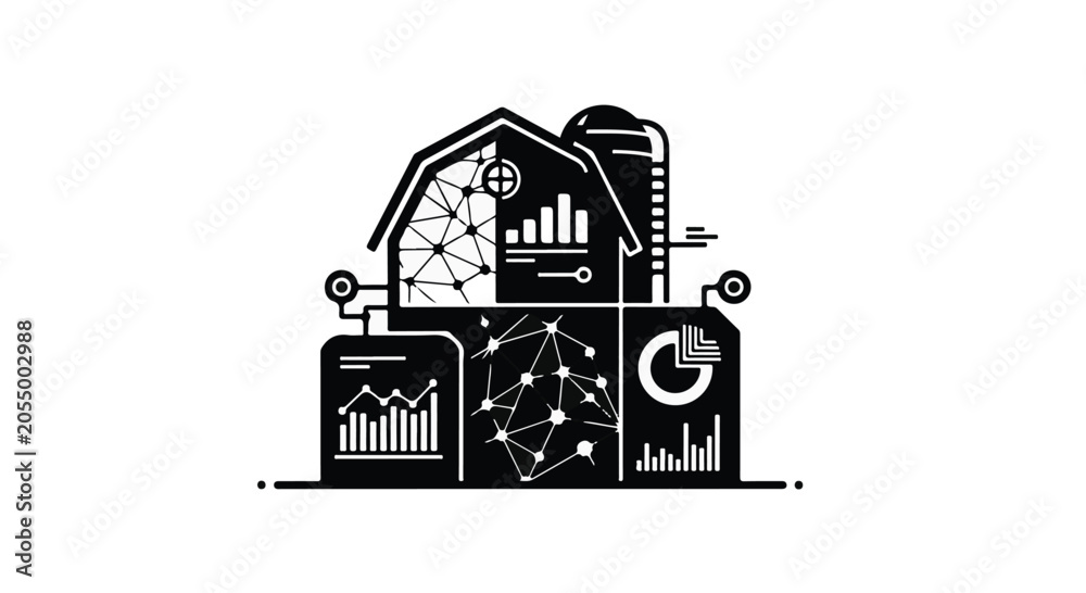 Fototapeta premium Industrial data analysis and manufacturing concept with graphs and charts