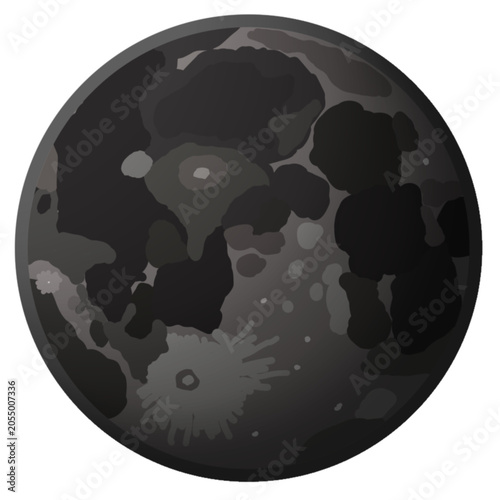 Digital Drawing of The Earth's Moon Isolated on Isolated Background