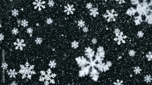 falling snow flakes animation, realistic winter snowfall,holiday christmas and new year social media motion design element