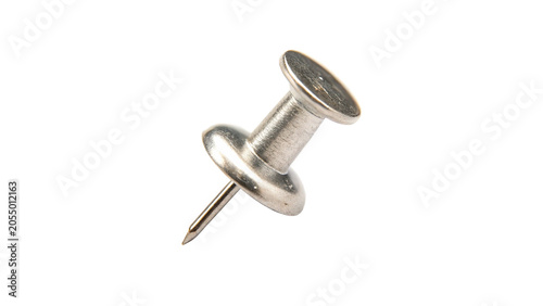 Tableau sur toile Classic silver metal push pin thumbtack office stationery tool isolated on trans