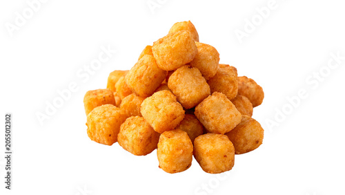 Obraz na płótnie Pile of golden brown crispy tater tots fried potato snacks isolated on transpare