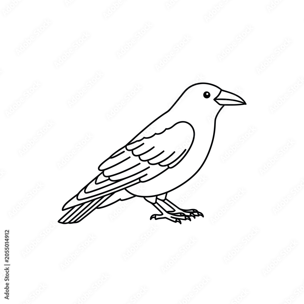 Fototapeta premium Simple Crow Line Art Illustration