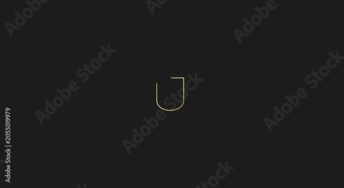 Minimalist gold letter j animation on dark animation background luxury