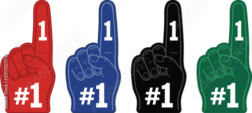 Number one foam finger hand in four colors