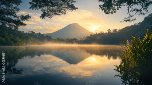Serene sunrise over a tranquil lake (1)